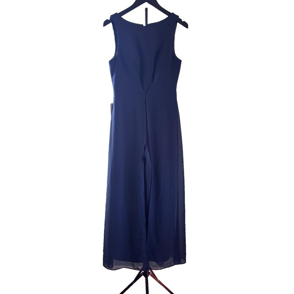 Azazie Anitta Dark Navy Jumpsuit/Pantsuit Pleated Stretch Crepe Dress Sz 4 NWT - Picture 4 of 12